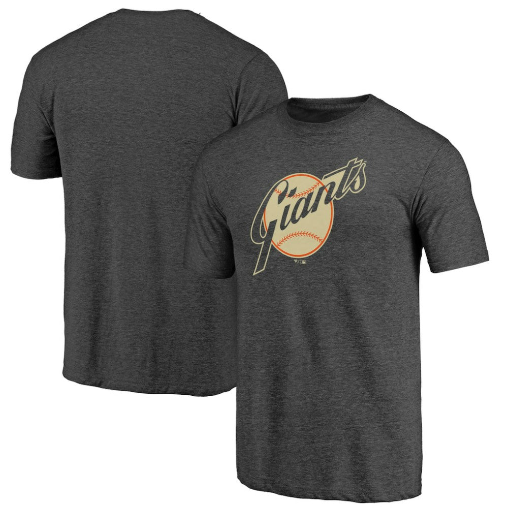 San Francisco Giants Cooperstown Official Logo Tri-Blend T-Shirt Charcoal