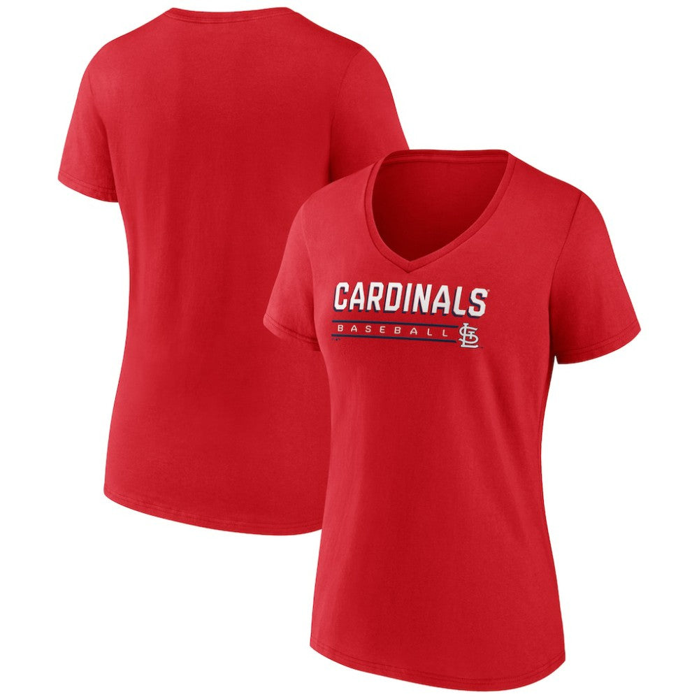 St. Louis Cardinals Women's Primary Play V-Neck T-Shirt Red