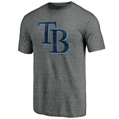 Tampa Bay Rays Weathered Official Logo Tri-Blend T-Shirt Heather Gray