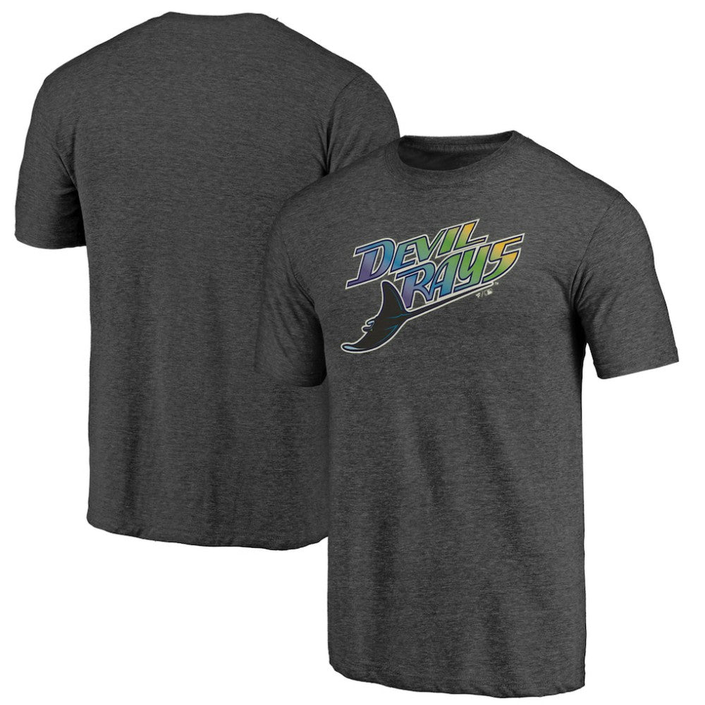 Tampa Bay Rays Cooperstown Official Logo Tri-Blend T-Shirt Charcoal