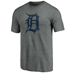 Detroit Tigers Weathered Official Logo Tri-Blend T-Shirt Heather Gray