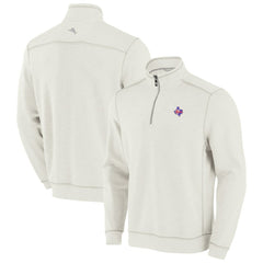 Texas Rangers Tommy Bahama Sport Tobago Bay Tri-Blend Half-Zip Sweatshirt Cream