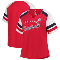 St. Louis Cardinals Profile Women's Plus Sized Arched Notch Neck T-Shirt Red