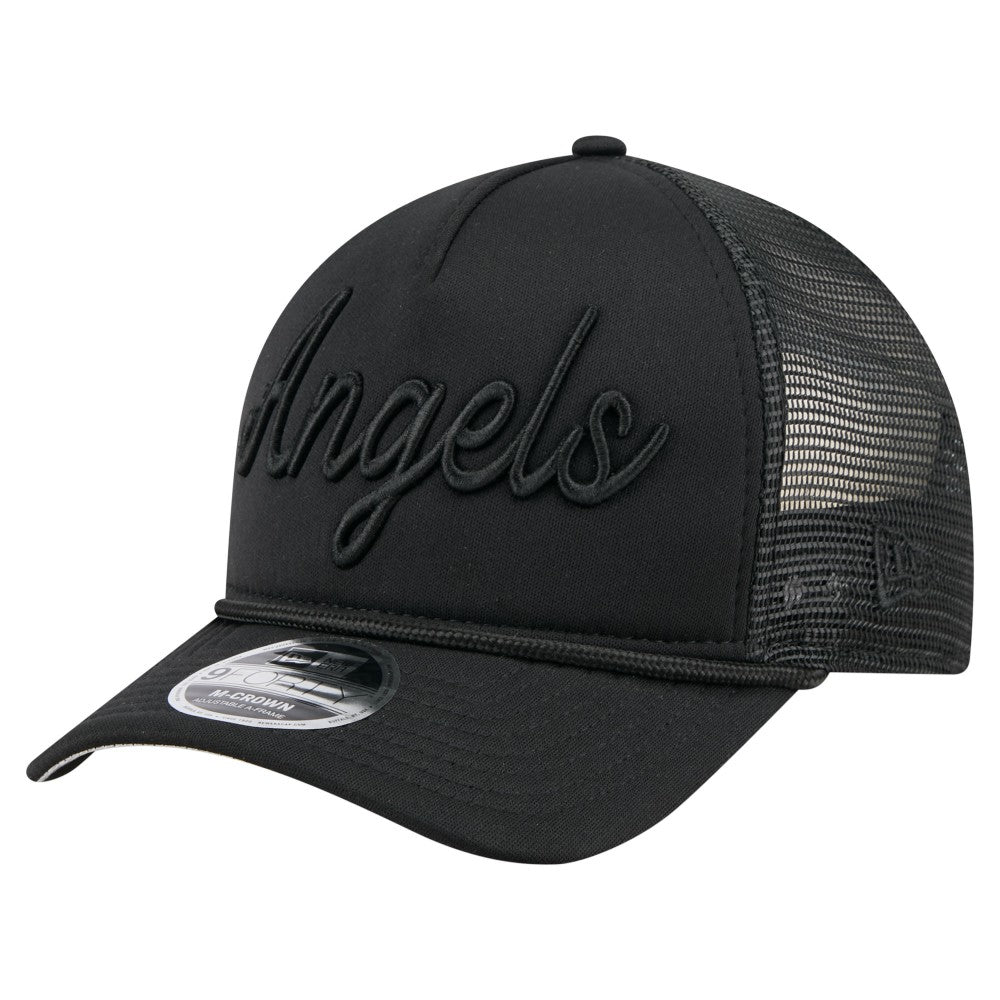Los Angeles Angels City Initial 9FORTY A-Frame M-Crown Adjustable Trucker Hat Black | New Era