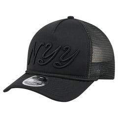 New York Yankees City Initial 9FORTY A-Frame M-Crown Adjustable Trucker Hat Black | New Era
