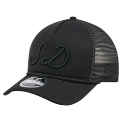 San Diego Padres City Initial 9FORTY A-Frame M-Crown Adjustable Trucker Hat Black | New Era