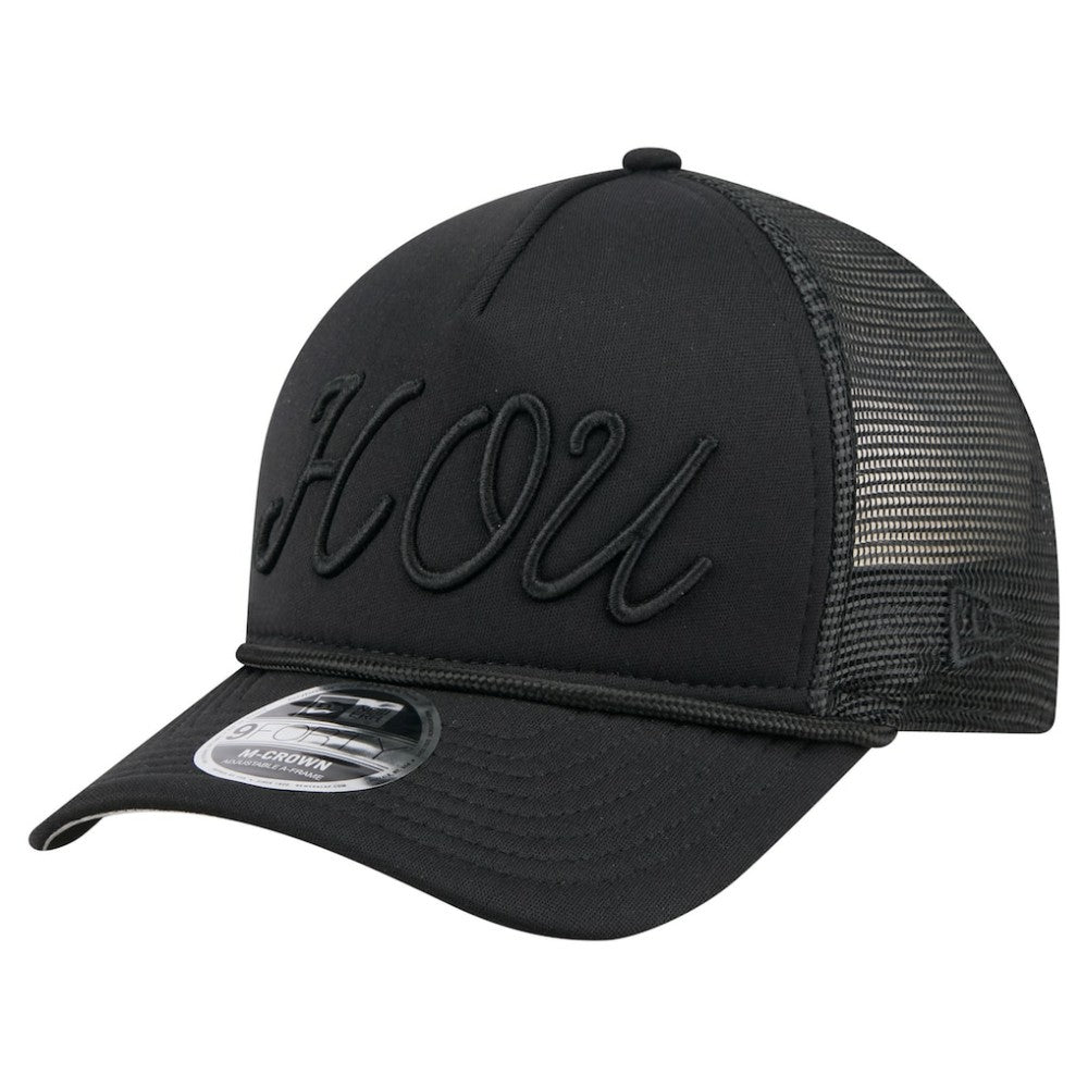 Houston Astros City Initial 9FORTY A-Frame M-Crown Adjustable Trucker Hat Black | New Era
