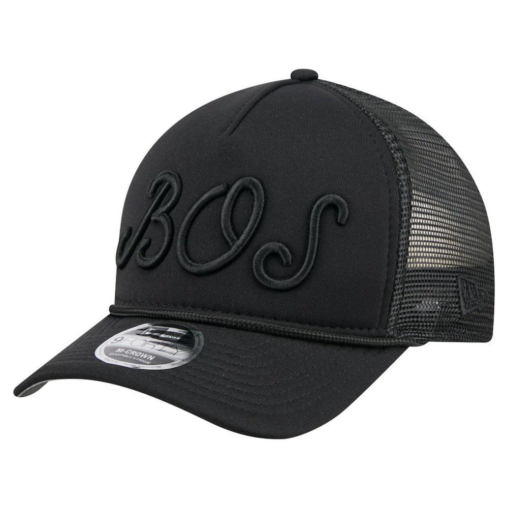 Boston Red Sox City Initial 9FORTY A-Frame M-Crown Adjustable Trucker Hat Black | New Era
