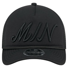 Minnesota Twins City Initial 9FORTY A-Frame M-Crown Adjustable Trucker Hat Black | New Era