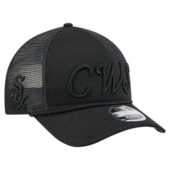 Chicago White Sox City Initial 9FORTY A-Frame M-Crown Adjustable Trucker Hat Black | New Era