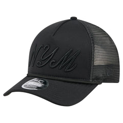 New York Mets City Initial 9FORTY A-Frame M-Crown Adjustable Trucker Hat Black | New Era