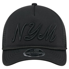 New York Mets City Initial 9FORTY A-Frame M-Crown Adjustable Trucker Hat Black | New Era