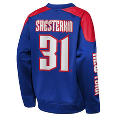 Igor Shesterkin New York Rangers Outerstuff Youth Best Defense Name & Number Crewneck Sweatshirt Blue