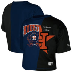 Houston Astros Women's Upcycled Colorblocked Boxy Cropped T-Shirt Navy | New Era