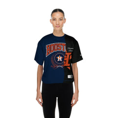 Houston Astros Women's Upcycled Colorblocked Boxy Cropped T-Shirt Navy | New Era