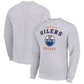 Edmonton Oilers Men's Starter Team Logo Fleece Pullover Sweatshirt Heather Gray