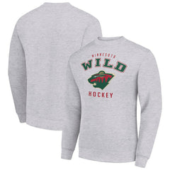 Minnesota Wild Men's Starter Team Logo Fleece Pullover Sweatshirt Heather Gray
