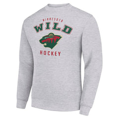 Minnesota Wild Men's Starter Team Logo Fleece Pullover Sweatshirt Heather Gray