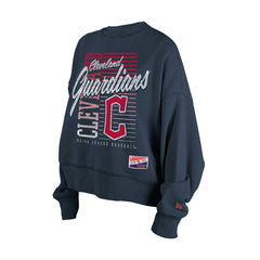 Cleveland Guardians Women's Boxy Mineral Wash Dolmen Sleeve Cropped Sweatshirt Navy | New Era