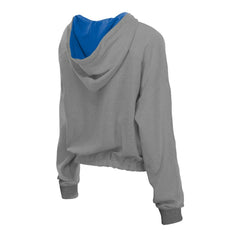 Chicago Cubs Women's Reversed Out French Terry Quarter-Zip Banded Crop Hoodie Heather Gray | New Era