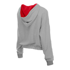 St. Louis Cardinals Women's Reversed Out French Terry Quarter-Zip Banded Crop Hoodie Heather Gray | New Era