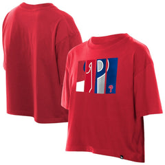 Philadelphia Phillies Women's Boxy Foil Logo T-Shirt Red | New Era