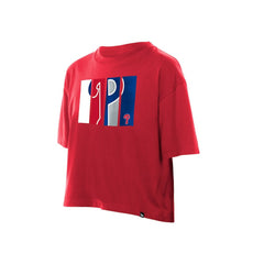 Philadelphia Phillies Women's Boxy Foil Logo T-Shirt Red | New Era