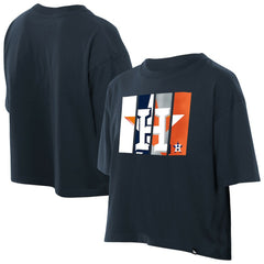 Houston Astros Women's Boxy Foil Logo T-Shirt Navy | New Era