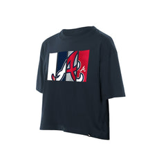 Atlanta Braves Women's Boxy Foil Logo T-Shirt Navy | New Era