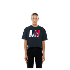 Atlanta Braves Women's Boxy Foil Logo T-Shirt Navy | New Era