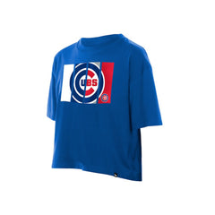 Chicago Cubs Women's Boxy Foil Logo T-Shirt Royal | New Era