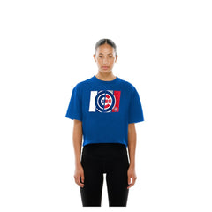 Chicago Cubs Women's Boxy Foil Logo T-Shirt Royal | New Era