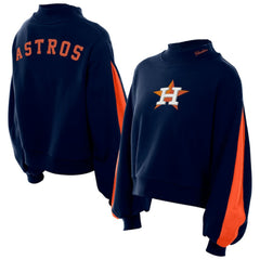Houston Astros Women's Mock Neck Balloon Sleeve Sweatshirt Navy | New Era