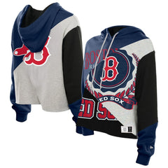 Boston Red Sox Women's Upcycled Color Block Cropped Boxy Hoodie | New Era