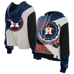 Houston Astros Women's Upcycled Color Block Cropped Boxy Hoodie | New Era
