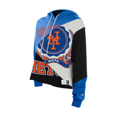 New York Mets Women's Upcycled Color Block Cropped Boxy Hoodie | New Era
