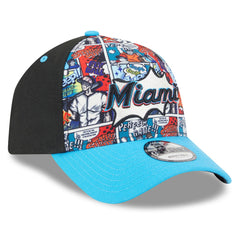 Miami Marlins Youth 2025 MLB Diamond Hero Edition A-Frame 9FORTY Adjustable Hat Black/Blue | New Era