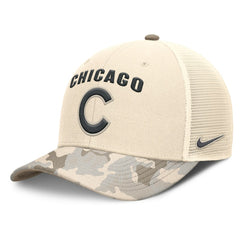Chicago Cubs Camo Natural Pack Rise Adjustable Trucker Hat Natural | Nike
