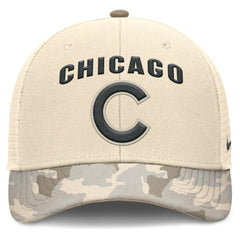 Chicago Cubs Camo Natural Pack Rise Adjustable Trucker Hat Natural | Nike