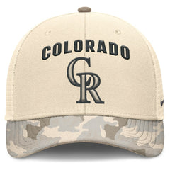 Colorado Rockies Camo Natural Pack Rise Adjustable Trucker Hat Natural | Nike