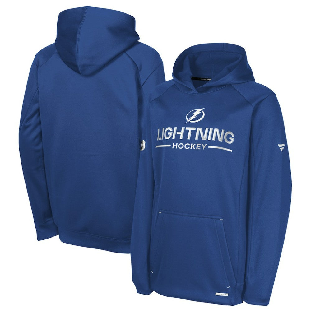 Tampa Bay Lightning Fanatics Youth Authentic Pro Rink Raglan Hoodie Blue