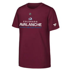 Colorado Avalanche Fanatics Youth Authentic Pro Wordmark T-Shirt Burgundy
