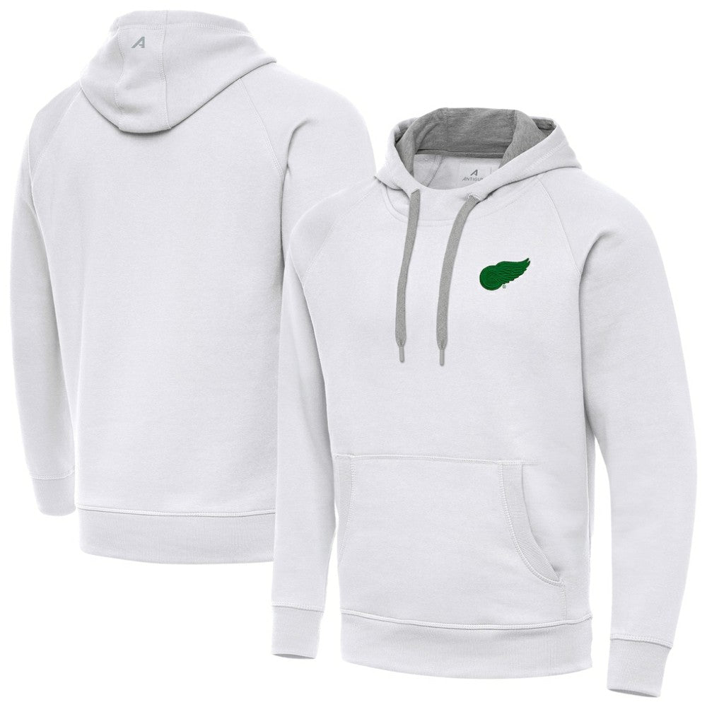 Detroit Red Wings Antigua St. Patrick's Day Victory Pullover Hoodie White