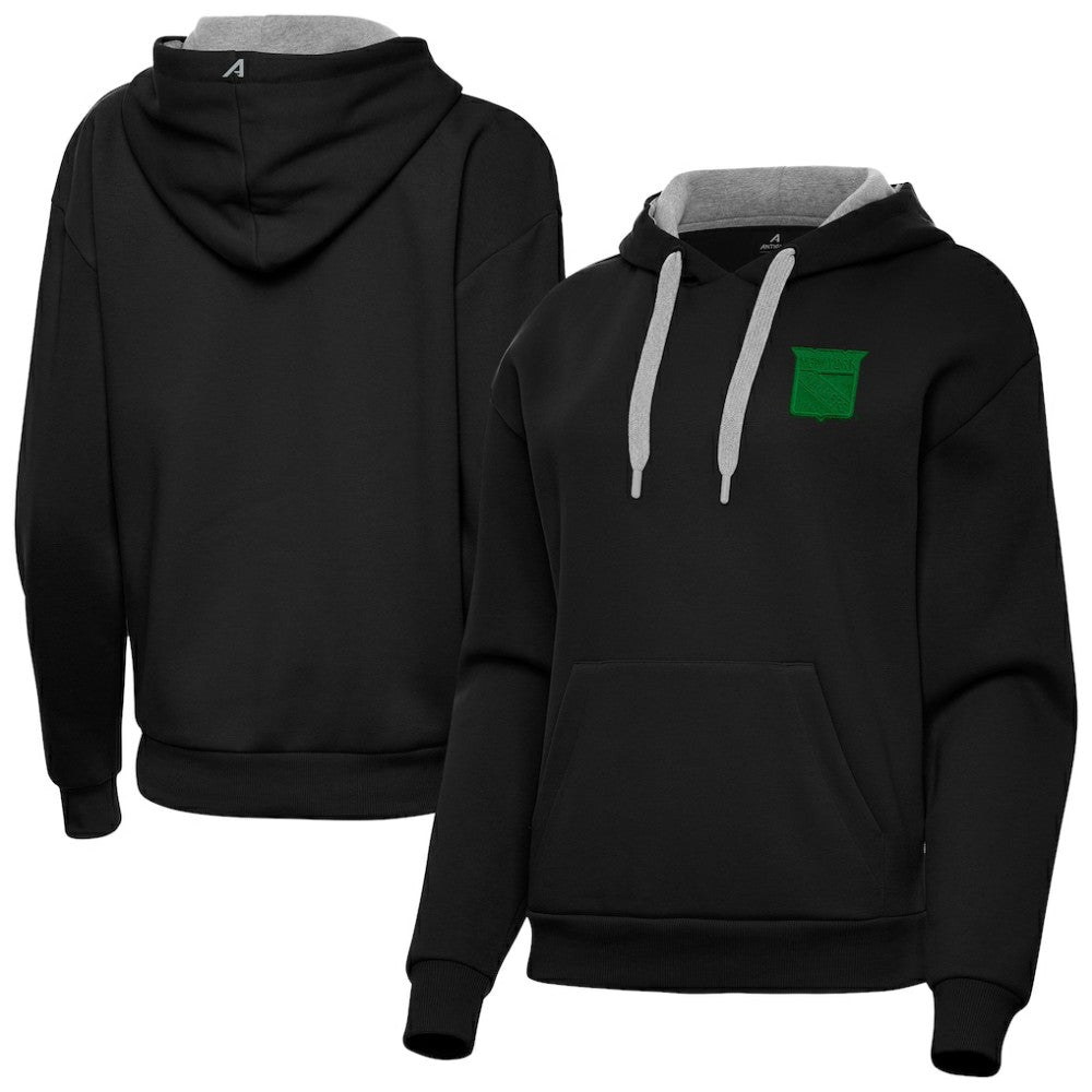 New York Rangers Antigua Women's St. Patrick's Day Victory Pullover Hoodie Black