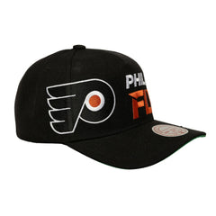 Philadelphia Flyers Mitchell & Ness Busted Logo Wordmark Wrap-Around Pro Pinch Adjustable Hat Black