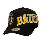 Boston Bruins Mitchell & Ness Busted Logo Wordmark Wrap-Around Pro Pinch Adjustable Hat Black