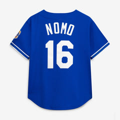 Hideo Nomo Los Angeles Dodgers Cooperstown Collection Mesh Batting Practice Button-Up Jersey Royal | Mitchell & Ness