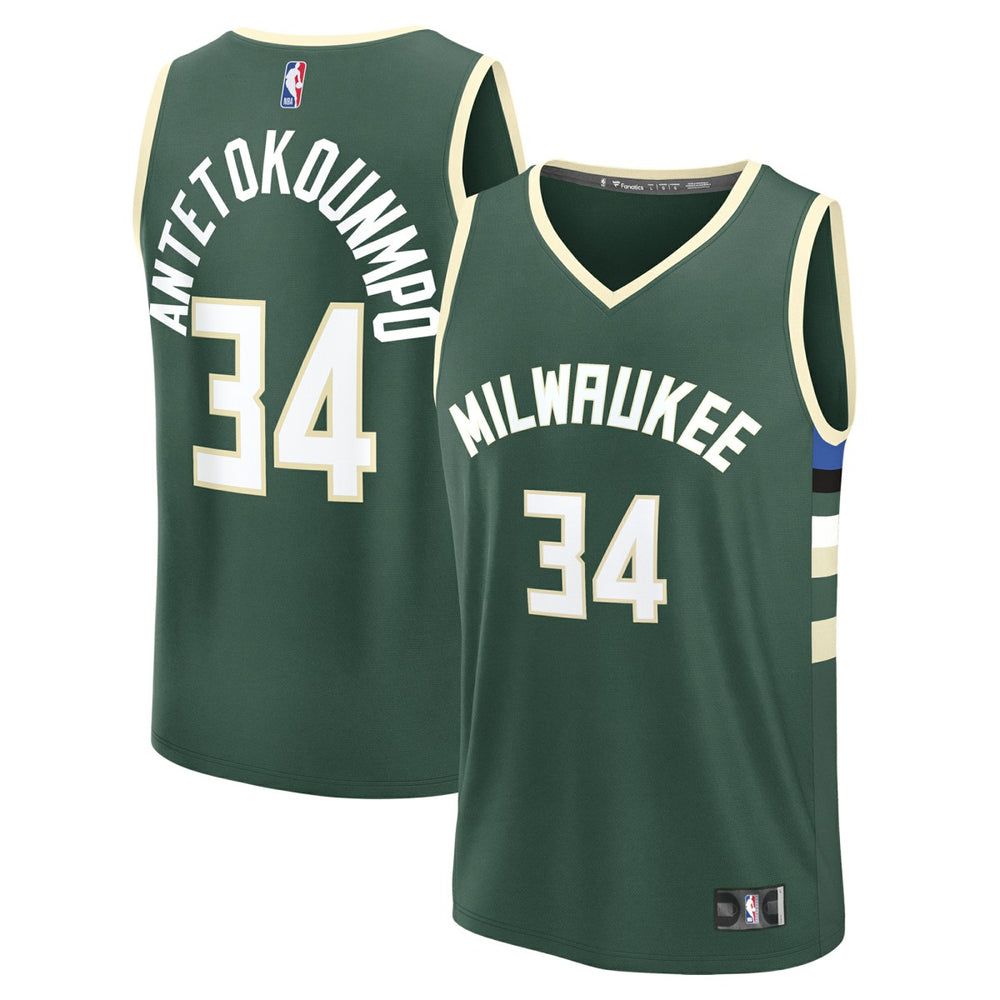 Giannis Antetokounmpo Milwaukee Bucks Youth Fast Break Replica Player Jersey - Icon Edition - Hunter Green