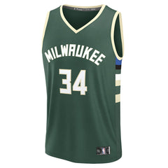 Giannis Antetokounmpo Milwaukee Bucks Youth Fast Break Replica Player Jersey - Icon Edition - Hunter Green