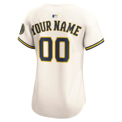 Milwaukee Brewers Women's Home Limited Custom Jersey - Cream